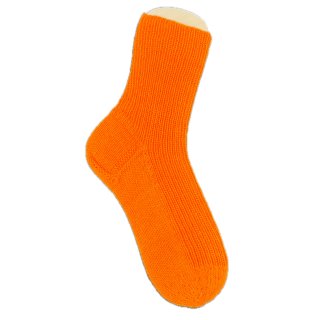 Handgestrickte Socken aus Opal Uni Neonorange – Größe 3/39