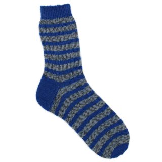 Handgestrickte Socken Gr. 44/45 Stripes grau/blau